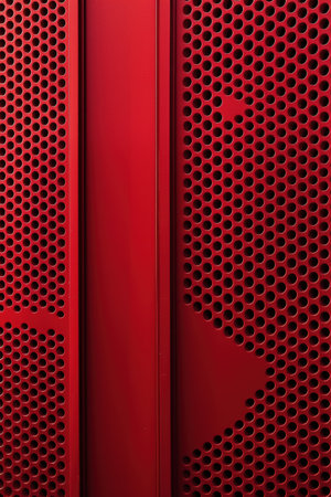 Vibrant red perforated metal backgroundの素材