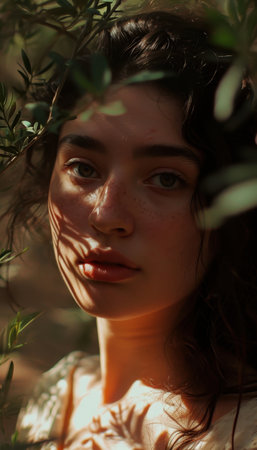 Serene woman in natureの素材