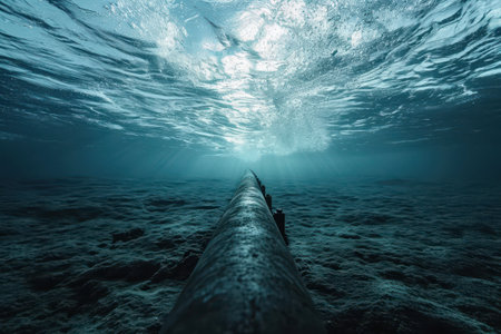 Underwater view of a submerged pipe in the oceanの素材