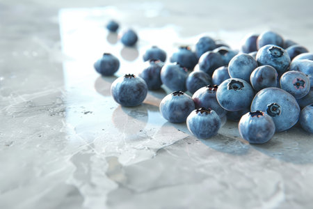 Fresh blueberries on a light backgroundの素材