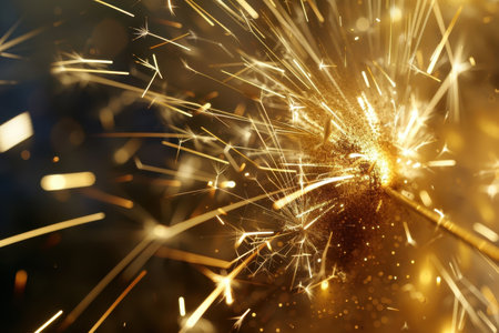 Sparkling golden fireworks displayの素材