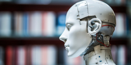 Close-up of a futuristic robot headの素材