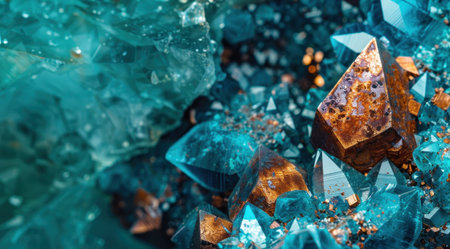 Stunning turquoise and copper crystal formationsの素材