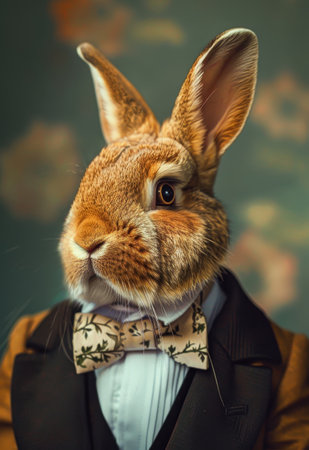 Dapper rabbit in a suit and bowtieの素材