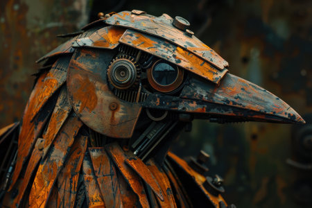 Futuristic robotic creature with glowing eyesの素材