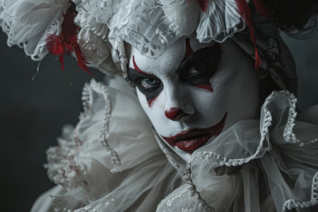 Dramatic portrait of a mysterious masked figureの素材