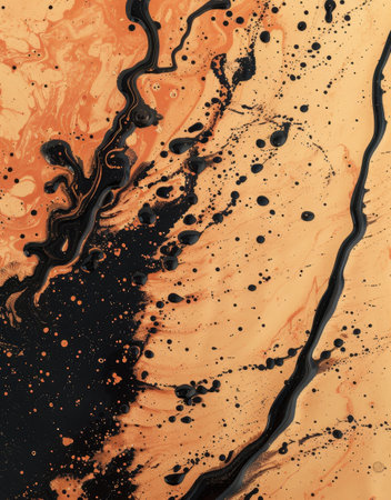 Vibrant abstract painting with dynamic fluid shapes and splashes of colorの素材