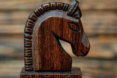 Wooden horse sculpture with intricate detailsの素材