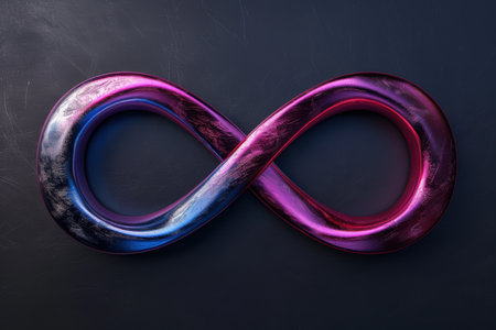 Infinity symbol made of vibrant purple and blue swirlsの素材