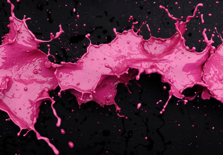 abstract pink paint splash on black backgroundの素材