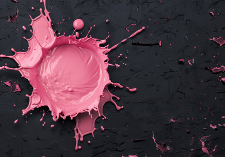 Vibrant pink paint splash on dark backgroundの素材