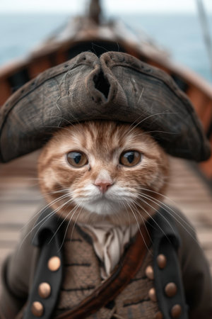 Curious cat in pirate costumeの素材