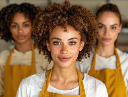 Diverse group of young female coworkers in casual business attireの素材
