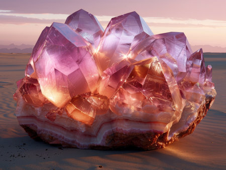 Glowing crystal formations in the desertの素材