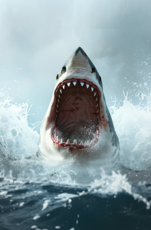 Powerful shark attack in the oceanの素材