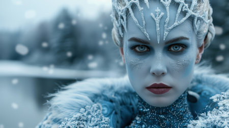 Icy winter queen with piercing blue eyesの素材