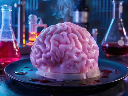 Anatomical brain model in a scientific laboratoryの素材