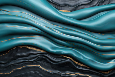 Flowing abstract liquid art background with golden linesの素材