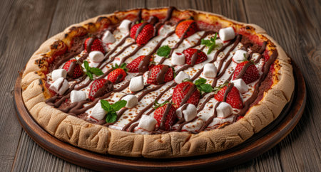 Delicious chocolate-drizzled strawberry pizzaの素材
