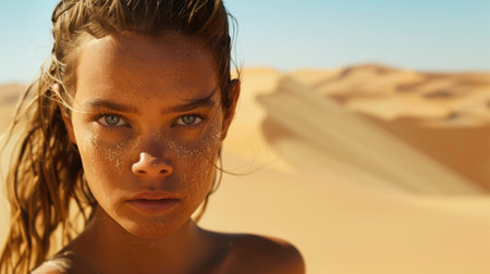 portrait of a woman in the desertの素材