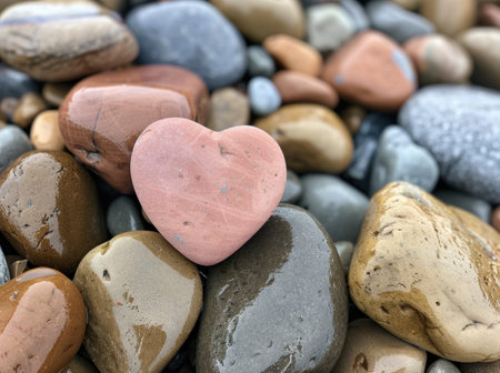 heart-shaped stone among pebblesの素材