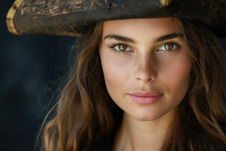 Captivating portrait of a young woman with striking eyesの素材