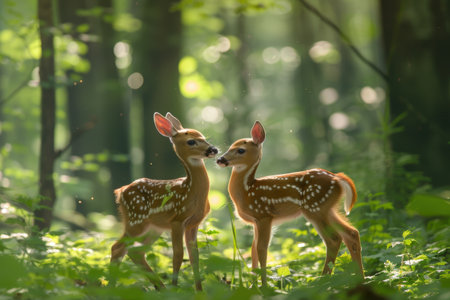 Adorable baby deer in forestの素材