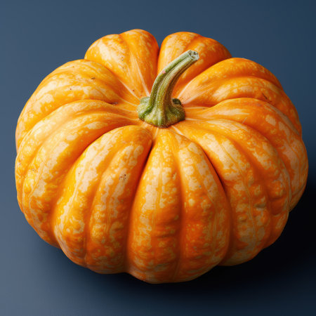 Vibrant orange pumpkin on dark backgroundの素材