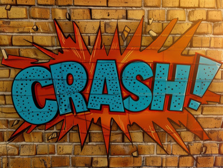 Vibrant graffiti art on brick wallの素材