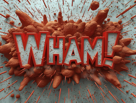 Dramatic explosion effect with bold textの素材