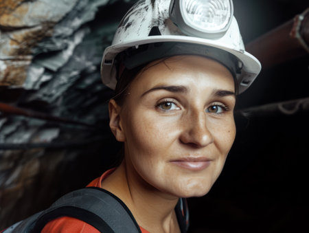 Portrait of a determined female construction workerの素材