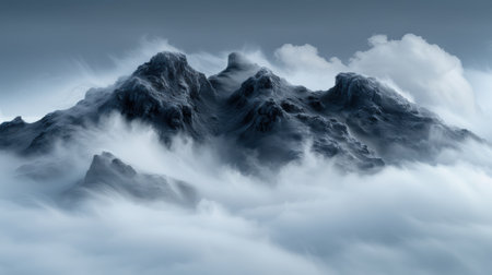Dramatic mountain landscape in the cloudsの素材