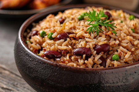 Delicious homemade rice and bean dishの素材