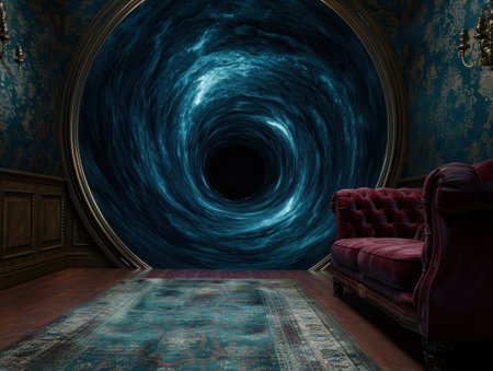 Surreal vortex portal in ornate roomの素材