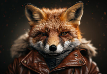 Cunning fox in leather jacketの素材