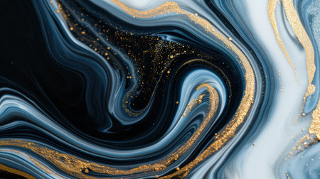 Swirling abstract fluid art with golden glitterの素材