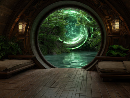 Magical portal to enchanted forest landscapeの素材