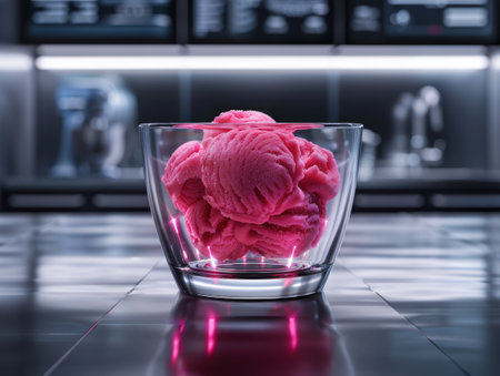 Vibrant pink rose in glass containerの素材