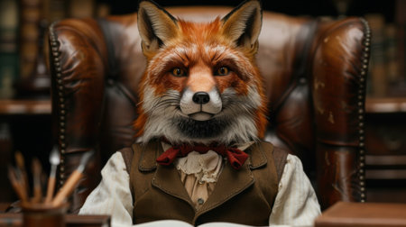 Dapper fox in vintage clothingの素材