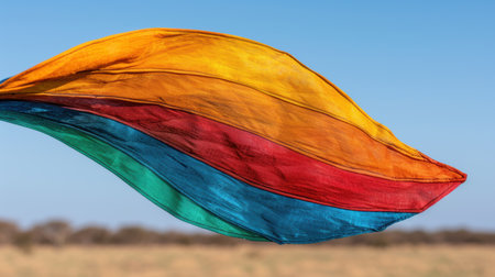 Colorful fabric blowing in the windの素材