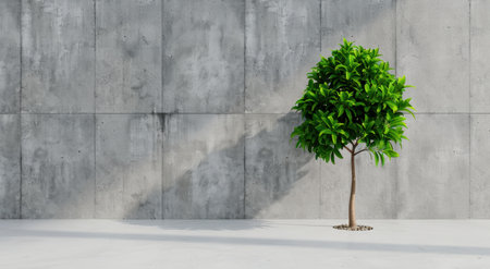 Potted plant against concrete wallの素材