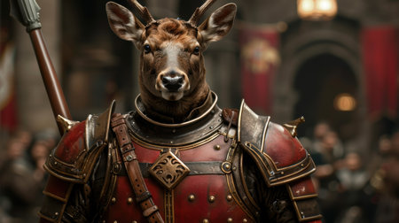 Armored deer warrior in fantasy settingの素材