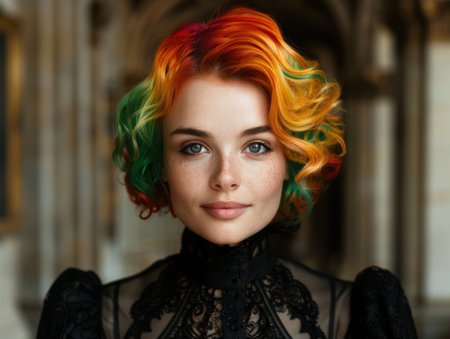 Vibrant hair colors and elegant fashionの素材