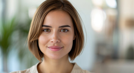 Confident young woman with warm smileの素材