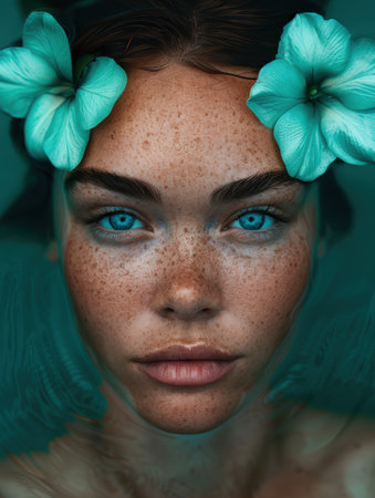 ethereal beauty with turquoise flowersの素材
