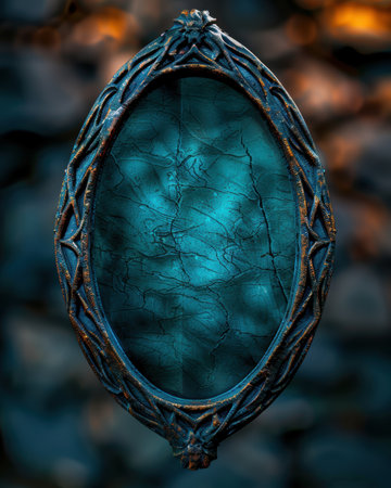 Ornate Cracked Emerald Gem in Antique Frameの素材