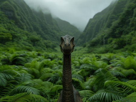 Curious reptile in lush tropical rainforestの素材