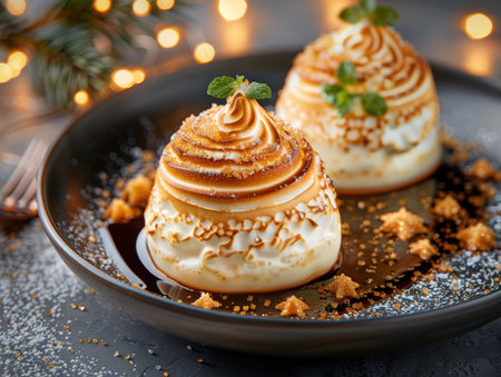 Delightful holiday desserts with festive decorationsの素材