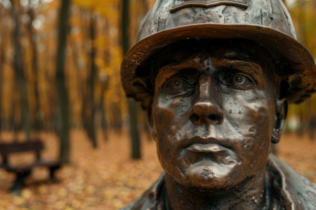 close-up of weathered military helmetの素材