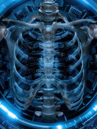 detailed x-ray scan of human torsoの素材